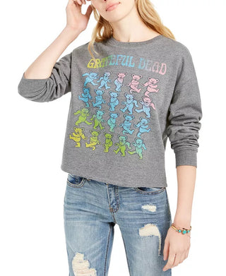 Love Tribe Juniors' Grateful Dead Cropped Graphic Sweatshirt Dark Gray Size X-Large
