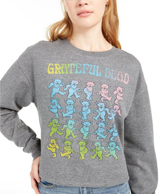 Love Tribe Juniors' Grateful Dead Cropped Graphic Sweatshirt Dark Gray Size X-Large