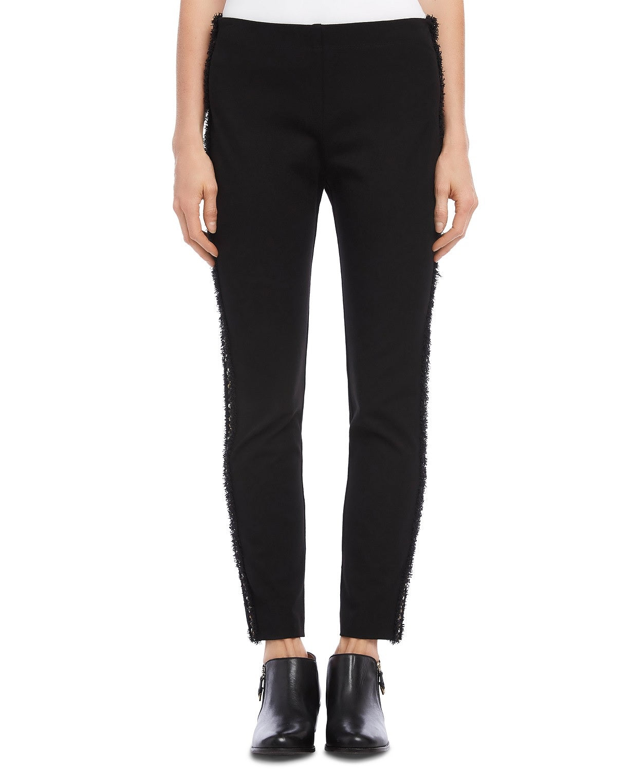 Karen Kane Women's  Piper Braid Trim Ankle Skinny Pants Black Size Medium
