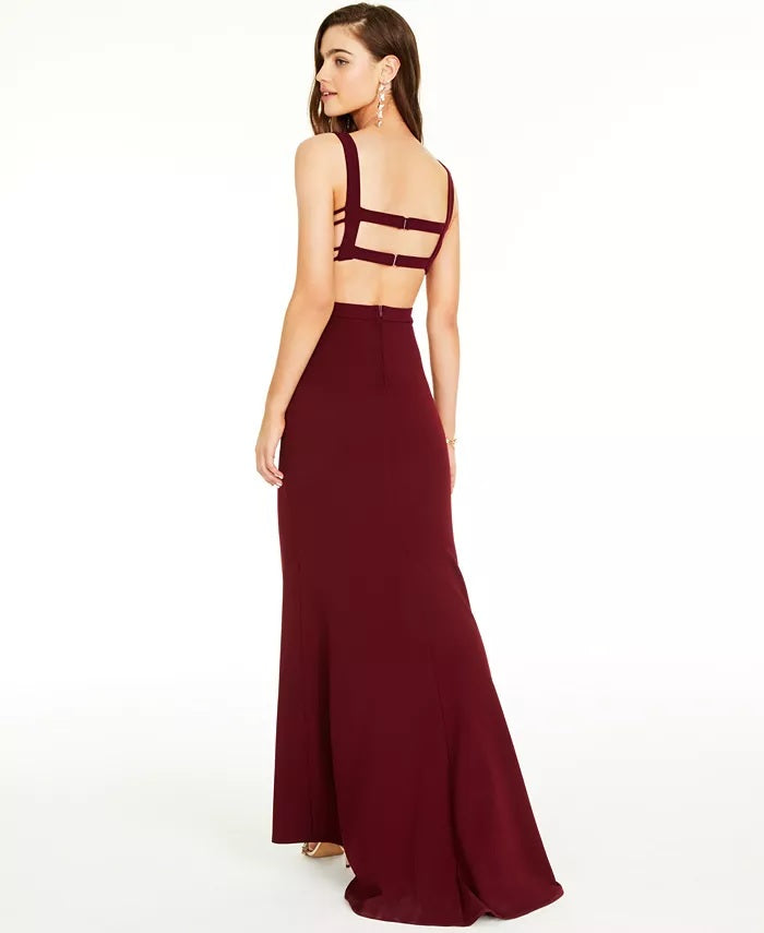 B Darlin Juniors' Strappy-Back Gown Red Size 5