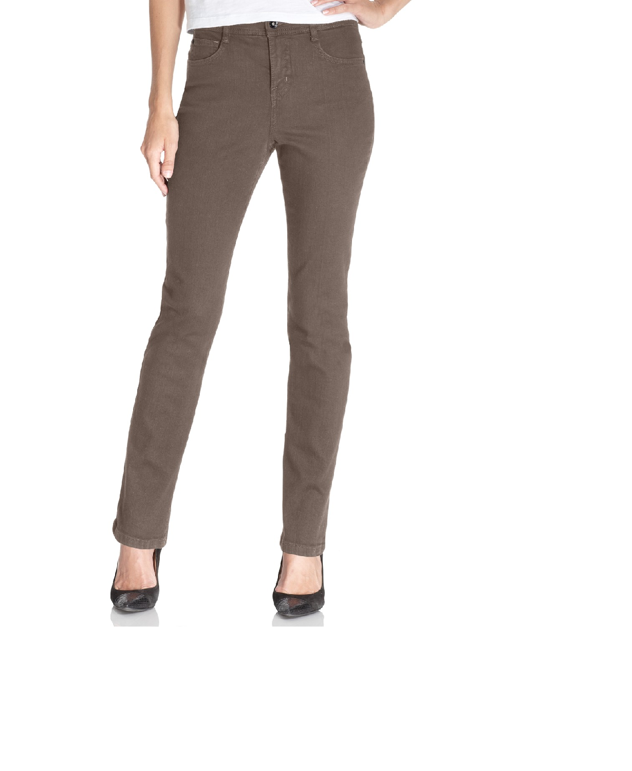 Style & Co Women's Tummy-Control Slim-Leg Brown Size 16