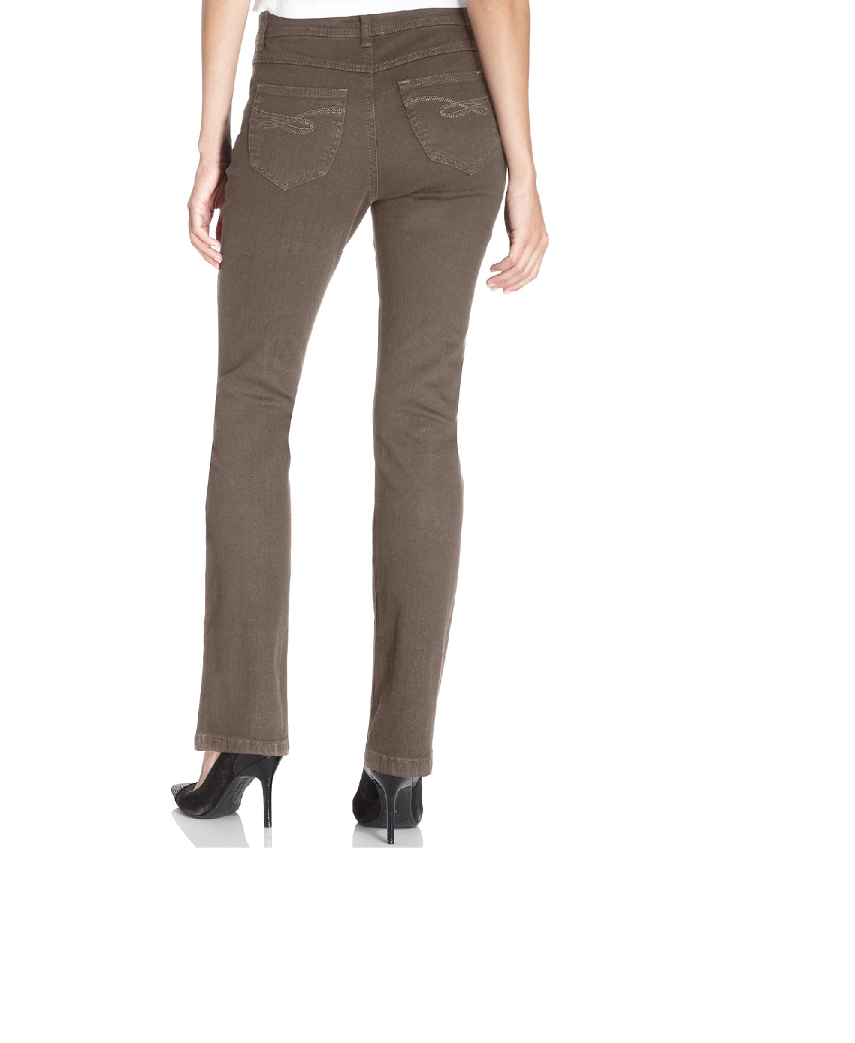 Style & Co Women's Tummy-Control Slim-Leg Brown Size 16