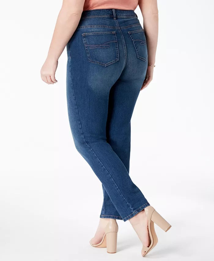 Style & Co Women's Plus & Petite Plus Size Tummy-Control Slim-Leg Jeans  Blue Size 18