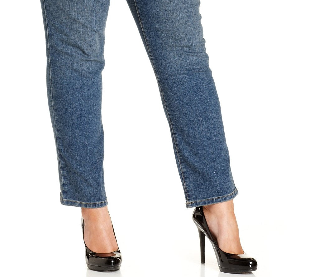 Style & Co Women's Plus Size Tummy-Control Slim-Leg Jeans Blue Size 28