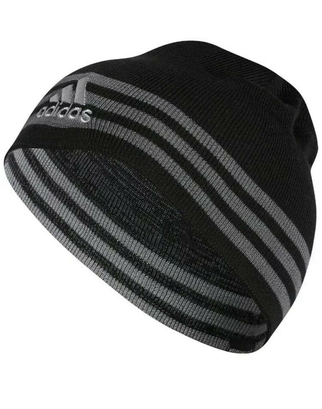 Adidas Men's Eclipse Striped Reversible Beanie Black Size Regular