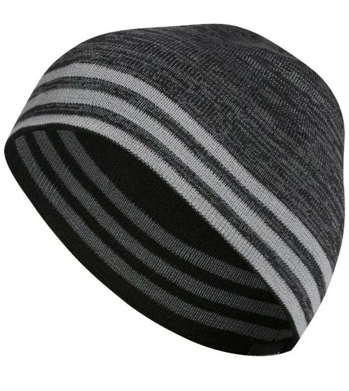 Adidas Men's Eclipse Striped Reversible Beanie Black Size Regular