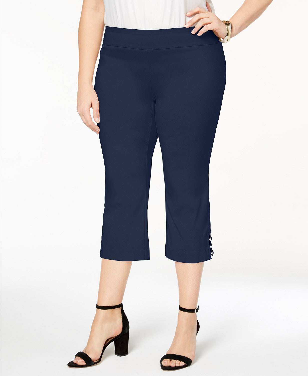JM Collection Women's Collection Plus Size Capri Pants Blue Size 3X