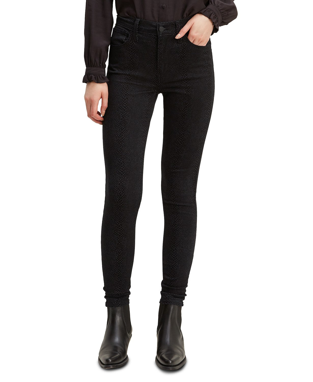 Levi's Women's 720 Python-Print High-Rise Super Skinny Jeans Black Size 32X30