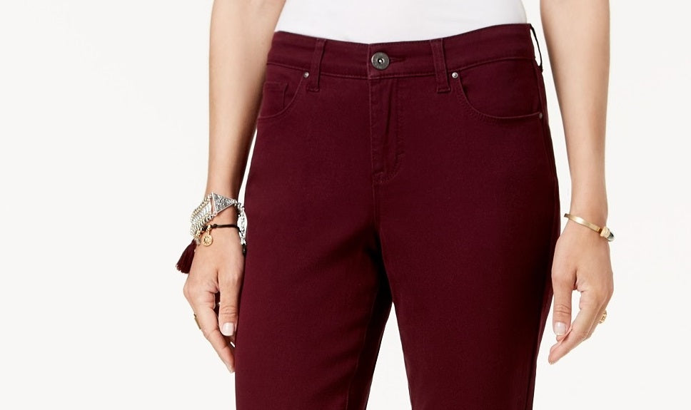 Style & Co Women's Curvy-Fit Skinny Fashion Jeans Red Size 10