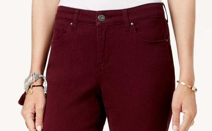 Style & Co Women's Curvy-Fit Skinny Fashion Jeans Wine Size 6