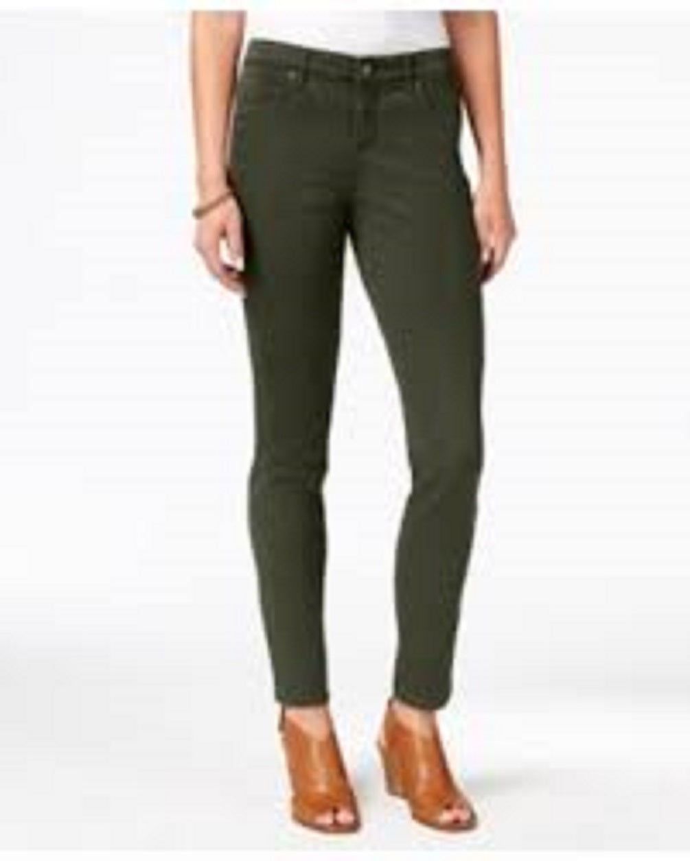 Style & Co Women's Curvy-Fit Skinny Fashion Jeans Green Size 14