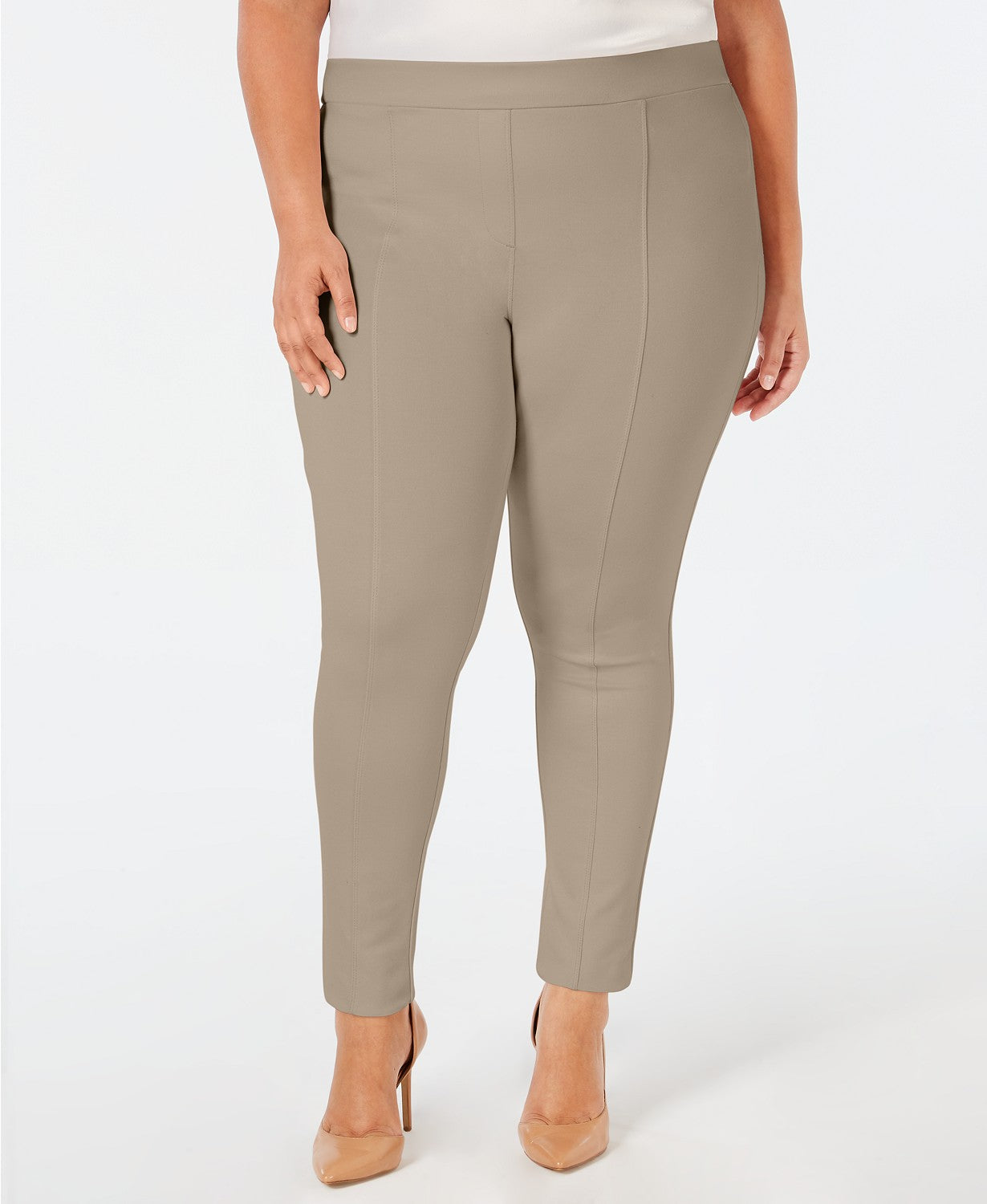 Style & Co Women's Plus Size Seamed Ponte Leggings Brown Size 20