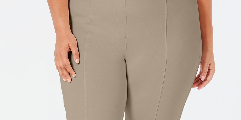 Style & Co Women's Plus Size Seamed Ponte Leggings Brown Size 20