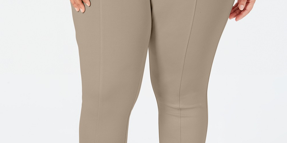 Style & Co Women's Plus Size Seamed Ponte Leggings Brown Size 20