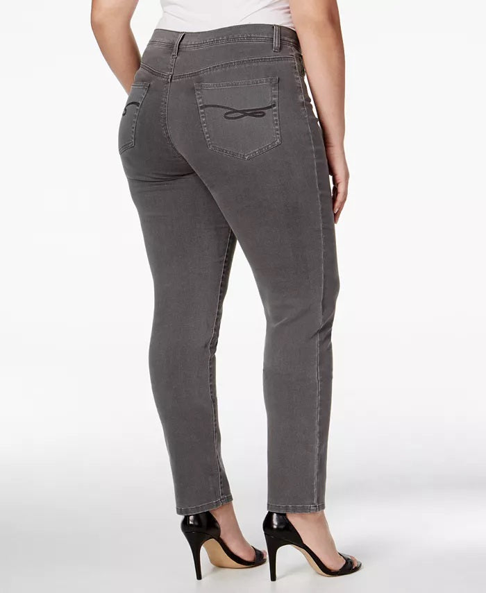Style & Co Women's Plus Size Tummy-Control Slim-Leg Jeans Gray Size 24W