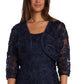 R & M Richards Women's Embellished Soutache Gown & Bolero Jacket Navy Size 10