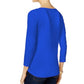 Charter Club Women's Pima Cotton Boat-Neck Button-Shoulder Top Blue Size Small