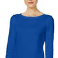 Charter Club Women's Pima Cotton Boat-Neck Button-Shoulder Top Blue Size 2 Extra Large