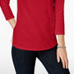 Charter Club Women's Petite Pima Cotton Button-Shoulder Top Medium Red Size Large