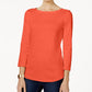 Charter Club Women's Petite Pima Cotton Button-Shoulder Top Red Size Petite Extra Large