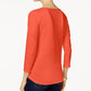 Charter Club Women's Petite Pima Cotton Button-Shoulder Top Red Size Petite Extra Large