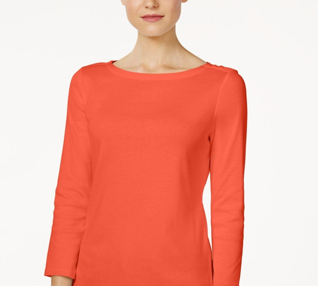 Charter Club Women's Petite Pima Cotton Button-Shoulder Top Red Size Petite Extra Large