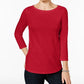 Charter Club Women's Petite Pima Cotton Button-Shoulder Top  Red Size PET/SM