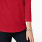 Charter Club Women's Petite Pima Cotton Button-Shoulder Top  Red Size PET/SM