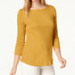 Charter Club Women's Petite Pima Cotton Button-Shoulder Top Yellow Size X-Large