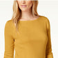 Charter Club Women's Petite Pima Cotton Button-Shoulder Top Yellow Size X-Large