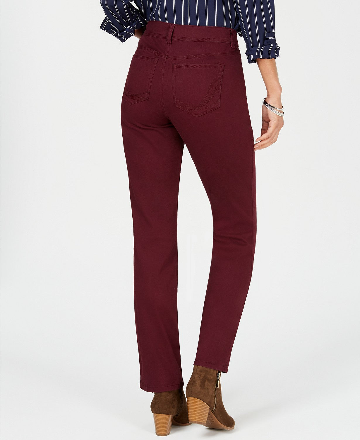 Style & Co Women's Rail Tummy-Control Straight-Leg Jeans Purple Size 4