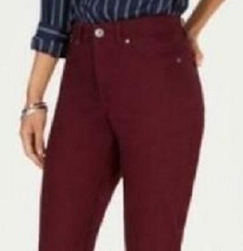 Style & Co Women's Tummy-Control Straight-Leg Fashion Jeans Red Size 6