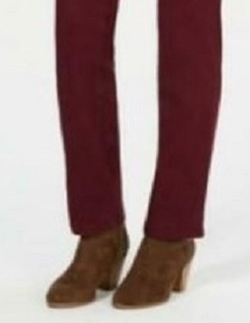 Style & Co Women's Tummy-Control Straight-Leg Fashion Jeans Red Size 6