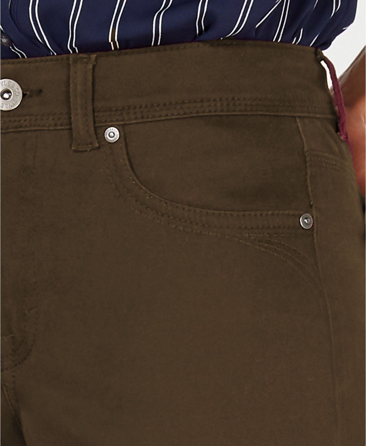 Style & Co Women's Rail Tummy-Control Straight-Leg Jeans Olive Size 16 Short