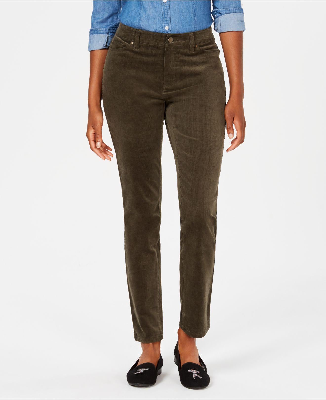Style & Co Women's Tummy-Control Straight-Leg Fashion Jeans Green Size 14 S