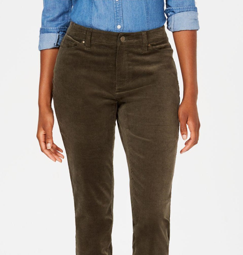 Style & Co Women's Tummy-Control Straight-Leg Fashion Jeans Green Size 14 S