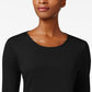 Charter Club Women's Pima Cotton Long-Sleeve Top  Black Size Large
