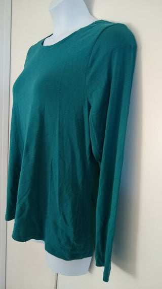 Charter Club Women's Pima Cotton Long-Sleeve Top  Green Size Medium