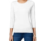 Charter Club Wome's Pima Cotton Long-Sleeve Top White Size Large