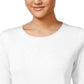 Charter Club Wome's Pima Cotton Long-Sleeve Top White Size Large