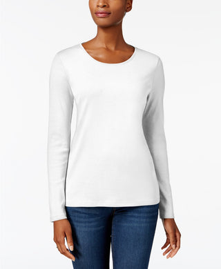 Charter Club Women's Pima Cotton Long-Sleeve Top White Size 2 Extra Large