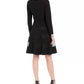 R & M Women's Richards Petite Illusion-Stripe Fit & Flare Dress Black Size 4