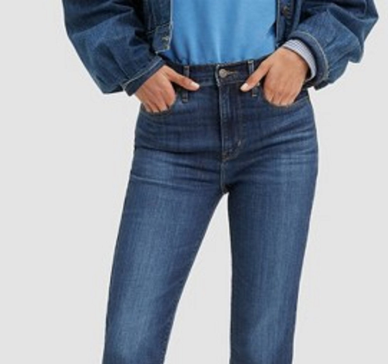 Levi's Women's 724 Raw-Hem Cropped Straight-Leg Jeans Blue Size Small