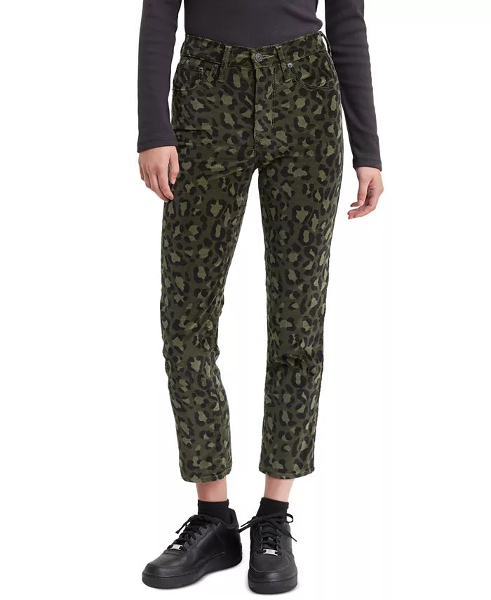 Levi's Women's Limited 724 Printed Cropped Straight Leg Jeans Green Size 32