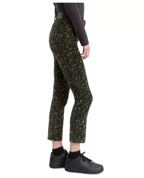 Levi's Women's Limited 724 Printed Cropped Straight Leg Jeans Green Size 32