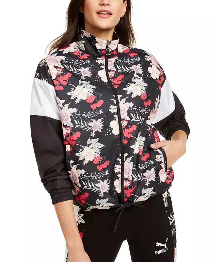 Puma Women's Print-Blocked Track Jacket Black Size Small