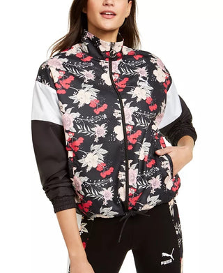 Puma Women's Print-Blocked Track Jacket Black Size Small