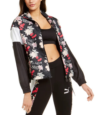 Puma Women's Print-Blocked Track Jacket Black Size Small