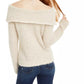 Freshman Juniors' Off-The-Shoulder Fuzzy Sweater Brown Size Medium