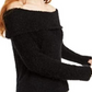 Freshman Juniors' Off-The-Shoulder Fuzzy Sweater Jet Black Size Medium